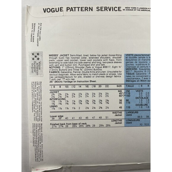 Vogue Career Ralph Lauren 2134 Jacket (Menswear Style) Sz: 6-8-10 Uncut - Picture 2 of 2